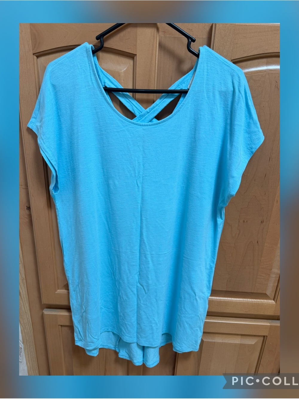Chico's Aqua Blue Crisscross Back Short Sleeve Tee